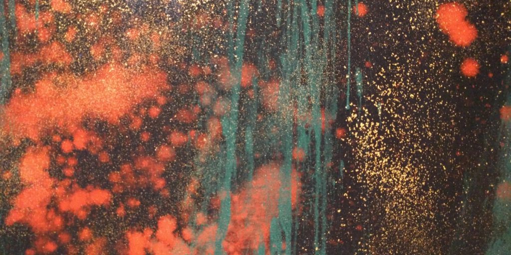 Makoto Fujimura (American, 1960–), "In the Beginning" (John) (detail). Mineral pigments and gold on Belgium linen, 60 × 48 in. Photo: Victoria Emily Jones.