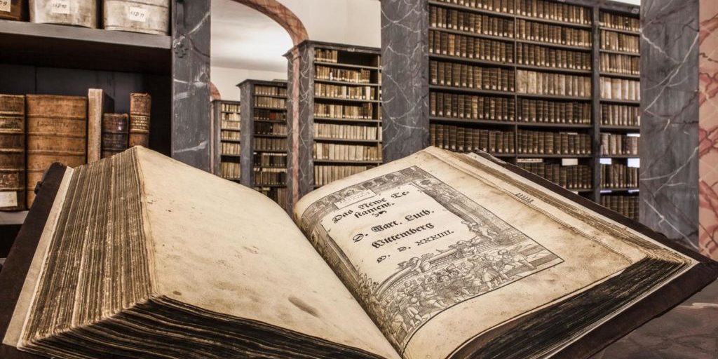 A-Luther-bible-in-the-library-of-the-Francke-Foundations-in-Halle-Saale-Harald-Krieg-IMG-Sachsen-Anhalt