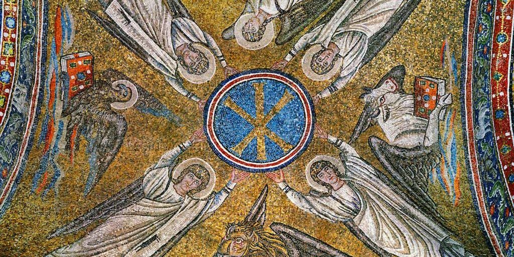 The four Evangelists. 
Mosaic; 6th century CE