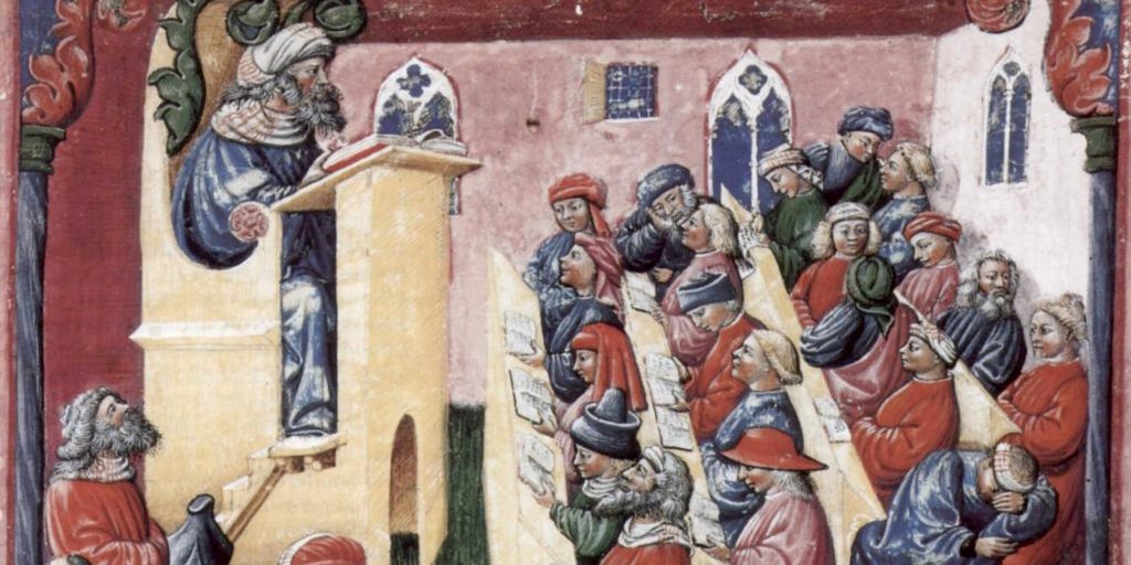 Representation-of-a-university-class-1350s-Laurentius_de_Voltolina_001