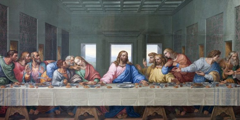 Vienna - Mosaic of Last supper of Jesus by Giacomo Raffaelli from year 1816 as copy of Leonardo da Vinci work on January 15. 2013 in VIenna.