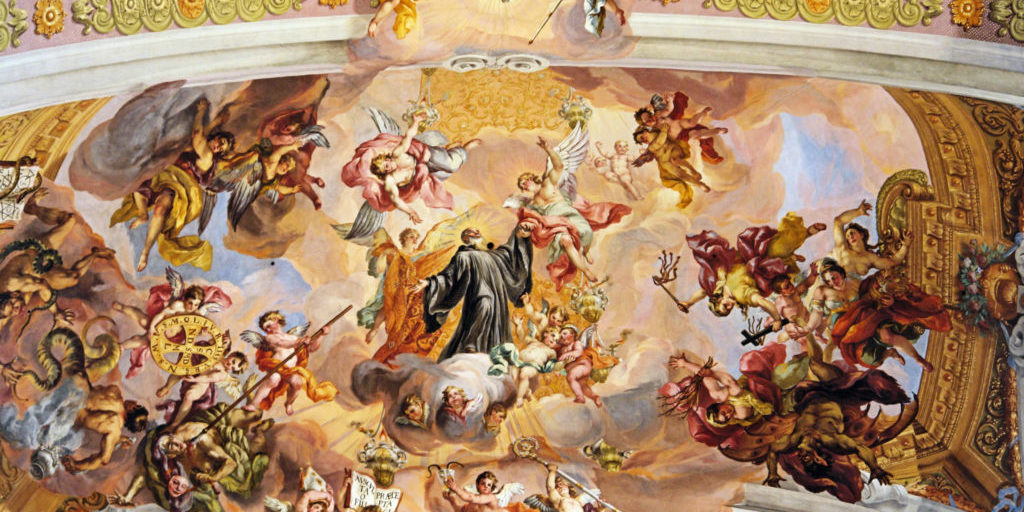 St. Benedict's triumphal ascent to heaven by Johann Michael Rottmayr - Melk Abbey (Austria)